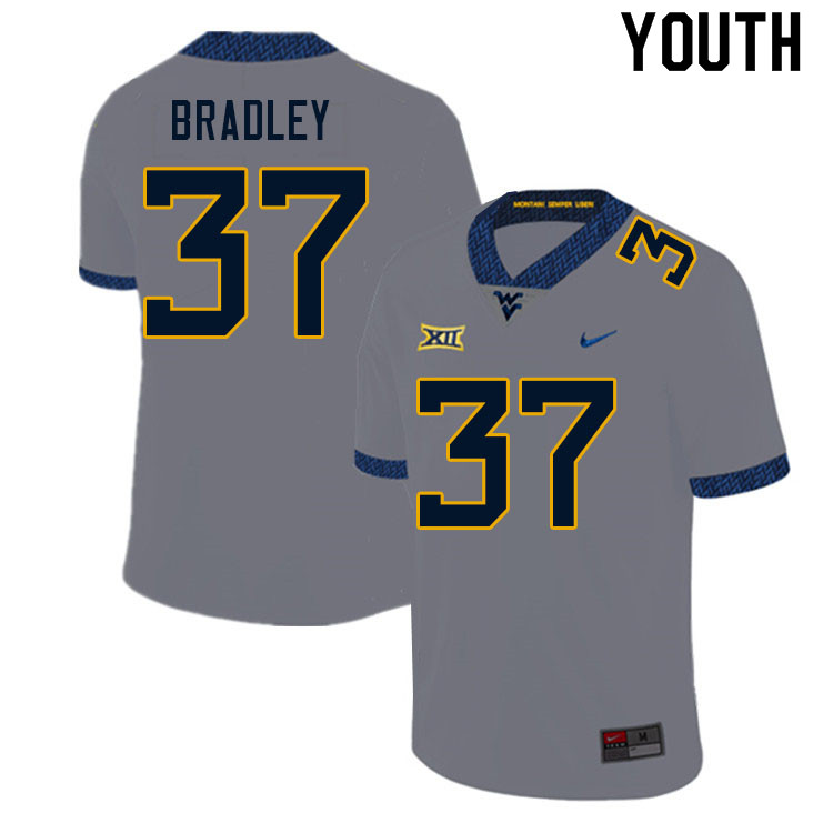 Youth #37 L'Trell Bradley West Virginia Mountaineers College Football Jerseys Sale-Gray
